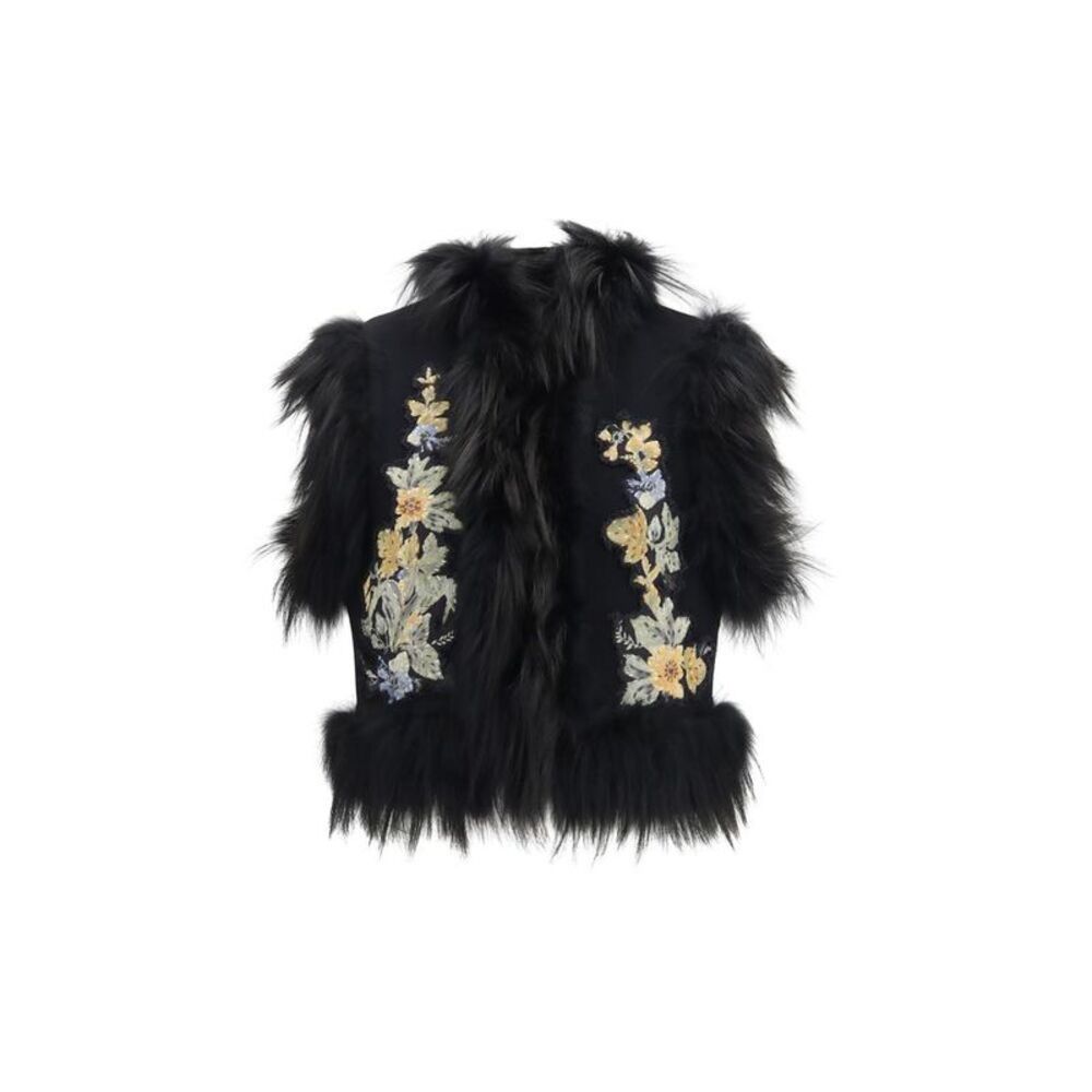 Fendi Black Wool Oves Aries Sleeveless Women's Jacket